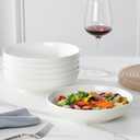 MALACASA 8.85" Large Pasta Bowls, 42 OZ White Salad Bowls Soup Bowls, Porcelain Serving Bowls Set of 6, Large Kitchen Bowl Plates Pasta Plates, Microwave & Dishwasher Safe, Series REGULAR