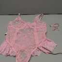 Aranmei Sexy Lace V Neck Teddy Bodysuit Lingerie for Women with Garter One Piece (No Stockings) Size M