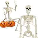 UMEELR 36in/3ft Life Size Posable Skeleton, Plastic Full Body with Movable Joints Skeleton for Halloween Party Prop Graveyard Haunted House Decorations
