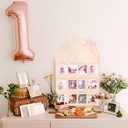 WAUAO Bow My First Year Birthday Board - One Year Of Photo Board,Monthly Milestone Wood Photo Board,First Birthday Decorations Girl,12 Months Photo Banner