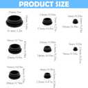 125Pcs Black Rubber Plug Box, Various Sizes of Round Hole Silicone Tool, Rubber Plugs for Round Holes, Silicone Plugs Suitable for Car Wiring Furniture