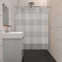 White Grey Striped Waffle Shower Curtain Farmhouse Plaid Patchwork Stall Bath Curtain Rustic Boho Neutral Bathtub Curtain for Kids Bathroom Decor Waterproof with Hooks 71x79 Inch