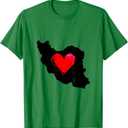 Iran Map Symbol Heart | Iranian Persian Love | Gift T-Shirt Green, Size M