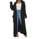 ADILACA Maxi Cardigan, Plus Size, Floor Length, with Pockets - Women's Black Cardigan Medium
