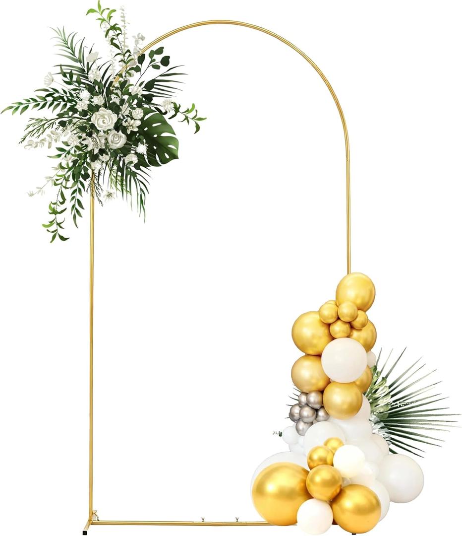 6.6x3.3ft Gold Metal Wedding Arch Stand, U-Shaped Backdrop Frame for Ceremony, Tool-Free Assembly Balloon Arch Kit, Heavy Duty Door Arched Trellis for Bridal Shower, Garden Entrance & Photo Booth