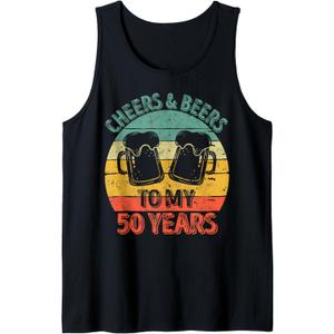 50th Birthday Gift Cheers And Beers To My 50 Years Tank Top, Large