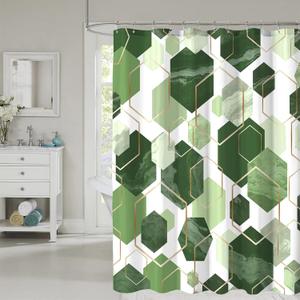 YOSTEV Sage Green Shower Curtain, Cute Abstract Block Geometric Art Bathroom Curtains Set with Hooks, Waterproof Home Decoration, 72x72 Inch