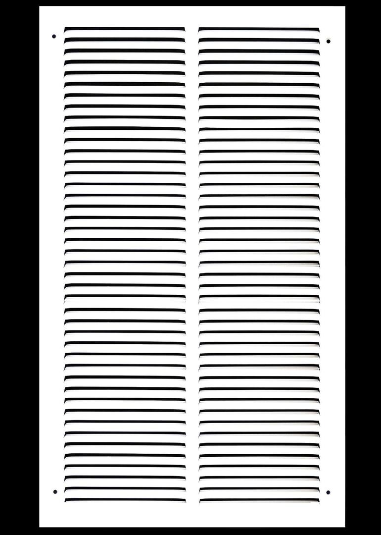 HVAC Premium 10'' x 18'' [Duct Opening] Flat Stamped Steel Return Air Grille - Sidewall and Ceiling - HVAC Vent Duct Cover - White [Outer Dimensions: 11.75''w X 19.75''h]