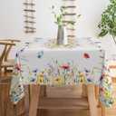 Spring Tablecloth 52x70 Inches, Floral Tablecloth for Rectangle Tables,Spring Decorations for Home, Water-Resistant Blooming Flower Spring Table Cloth for Party,Table