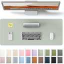 YSAGi Leather Desk Protector, Office Mat, Large Mouse Mat, Non-Slip PU Leather Blotter, Laptop Pad, Waterproof Writing Pad for Office and Home (Grayish Green, 23.6" x 13.8")