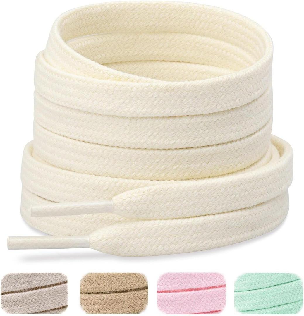 Handshop 2 Pairs Flat Athletic Shoelaces 5/16" in 40"-63" Wide Sneaker Replacement Shoe Laces