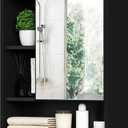 ChooChoo Bathroom Wall Mirror Cabinet, Medicine Cabinet with Single Door and Adjustable Shelf, Over The Toilet Space Saver Storage Cabinet, Black (6.3"D x 21.6"W x 24.0"H)