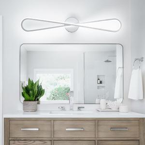 Vanity Light Nickel Modern 31.5" Dimmable Hardwired Led Wall Mount Light for Bathroom Wall Lamp Over Bathoom Vanity Mirror Dimmable Bathroom Lighting Fixture 5CCT(3000K/3800K/4500K/5200K/6000K)