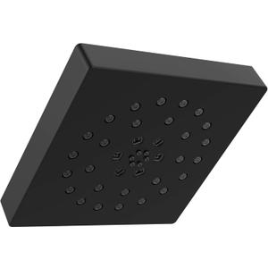 Delta 4-Setting Matte Black Shower Head with H2Okinetic Spray, 4 Inch Square Shower Head, Showerheads, 1.75 GPM Flow Rate, Matte Black 52484-BL