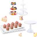EI 7pcs Cake Stand ThreeTier Cupcake Stands Appetizer Trays Dessert Table Display Set Multiple Styles Candy Fruit Display Tower for Birthday Party Wedding Anniversary Baby Shower