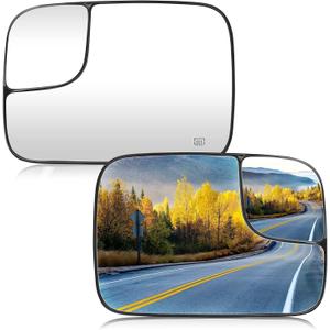 Left & Right Side Heated Convex Mirror Glass Fits for DODGE RAM 1500 2005 2006 2007 2008, 2500 3500 2005-2009 w/Trailer Tow Package for 5161011AA 5161010AA 5191035AA 5191036AA Replacement 1 Pair