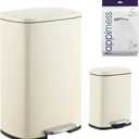 happimess HPM1006F Connor Rectangular 13-Gallon Trash Can with Soft-Close Lid and Free Mini Trash Can, Fingerprint Resistant, Modern, Minimalistic for Home, Kitchen, Office, Bathroom, Limestone Beige