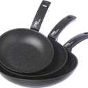 Moneta Set Frying Pans, Aluminum, Black, 20-24-28 cm