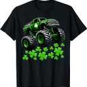 Monster Truck St Patricks Day Irish Lucky Kids Boys Toddler T-Shirt, Small