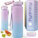 Hydracy Water Bottle with Time Marker -Large 32oz BPA Free Gradient Water Bottle - Leak Proof Gym Bottle with Fruit Infuser Strainer & Times to Drink -Ideal for Fitness Sports & Outdoors