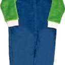 Nintendo Super Mario Brothers Boys Long Sleeve Onesie Zip Coverall with Hoodie Mario & Luigi Cosplay Zip Up Onesie (4, Green and Blue)