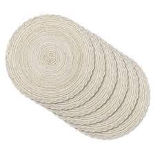 LOVSTORAGE Braided Placemats Set of 5, Washable Cotton Rope Table Mats, Heat Resistant Non-Slip Dining Place Mats for Indoor and Outdoor Use, Square, 7 Inch (Multicolor Set)
