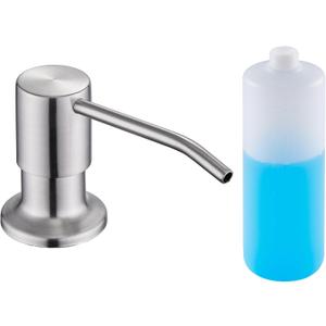 Sink Soap Dispenser Brushed Nickel, Soap Dispenser for Kitchen Sink Stainless Steel Refill from The Top Built in Sink Soap Dispensers with 13 OZ Soap Bottle