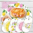 96 Pcs Lemon Party Decorations Pink and Yellow Lemon Plates and Napkins Disposable Summer Fruit Theme Tableware Set for Wedding Birthday Baby Shower Bridal Shower Party Supplies Serves 24