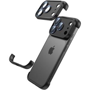 for iPhone 17 Pro Max Frameless Bumper Case with Camera Lens Protector, Compatible with MagSafe, Minimalist Slim Fit No Back No Frame Design TPU Bumper Excellent Heat Dissipation (Black)