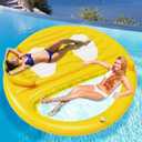 Inflatable Tanning Pool Lounger Float,Lake Floats for Adults - 71" X 71" Large Pool Floats with Headrest and Cup Holder Sunbathing Pool Lounge Raft Floatie Toys Water Filled Bed Mat Pad (Yellow)
