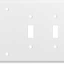 Kingdder 1 Pcs 3gang 1blank 2toggle Wall Plate Standard Size Stainless Steel White Light Switch Plate Gloss Finish 3gang 4.50" x 6.38" Corrosionresistant Gfci Outlet Receptacle (2toggle/1blank)