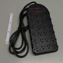 DEPOW 10Ft Power Strip Surge Protector with 24 AC Outlets (1875W/ 15A) 6 USBs (2 USB-C Ports), 3, 400 Joules, Heavy Duty Flat Plug Extension Cord, Wall Mountable for Home, Office, Black, ETL Listed