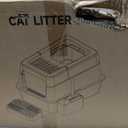 Aphyxen Stainless Steel Litter Box with Lid, XL Extra Large Enclosed Cat Litter Box Fits All Cats Modular Design with Flip Cover, Top Entry Metal High Sided Cat Box & Pedal & Scoop (Black)