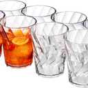 US Acrylic Optix Plastic Reusable Drinking Glasses (Set of 8) 14oz Rocks Cups in Clear | BPA-Free Tumblers, Made in USA | Top-Rack Dishwasher Safe