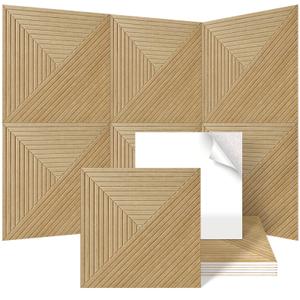 Vriqor Acoustic Wall Panels, 6-Pack 23.62 X 23.62 Inches Decorative Acoustic Panels, Self-Adhesive Sound Absorbing Acoustical Wall Art for Living Room Bedroom Home Office Studio