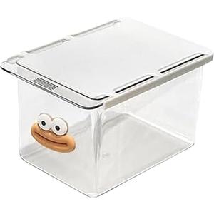 AFIAFTY Under Desk Drawer Organizer - Wall-Mounted Dust-Proof Clear Pull-Out Storage Box with Cartoon Design, Stackable Slide-Out Drawer for Desk, Kitchen, Bathroom, Makeup, Cotton Swabs, Stationery