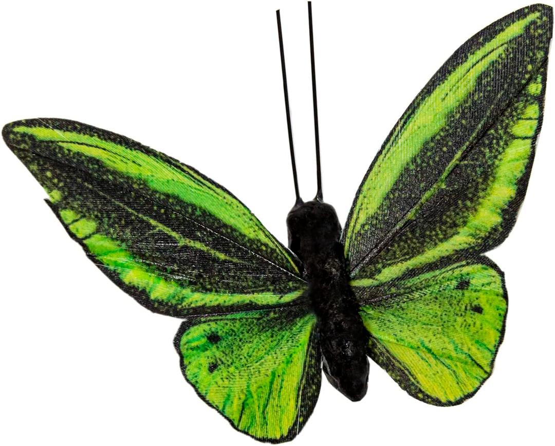 Berfutall- Feather Butterfly Decorations Set of 6 Vibrant Multi Colored Craft Butterflies on Clip .Party Spring Home Decor Floral Pics.St.Patrick'sDay