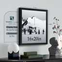 16x20 Picture Frame Set of 3 - Black Woodgrain, Solid Wood, HD Tempered Glass, Wall Gallery Poster Frame