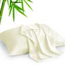 BEDELITE Cream Pillow Cases Queen Size Set of 2, Rayon Derived from Bamboo Cooling Pillow Cases for Hot Sleepers & Night Sweats, Breathable and Silky Soft Envelope Pillowcases, 20"x30"