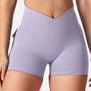 YEOREO CoreFlex Scrunch Workout Shorts with Pockets Charm Gym Biker Shorts for Women High Waisted Booty Yoga (Purple, S)