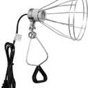 Simple Deluxe Clamp Lamp Light with Steel Cage Wire Grillup To 250W E26 Socket (No Bulb Included) 6' Cord, Silver