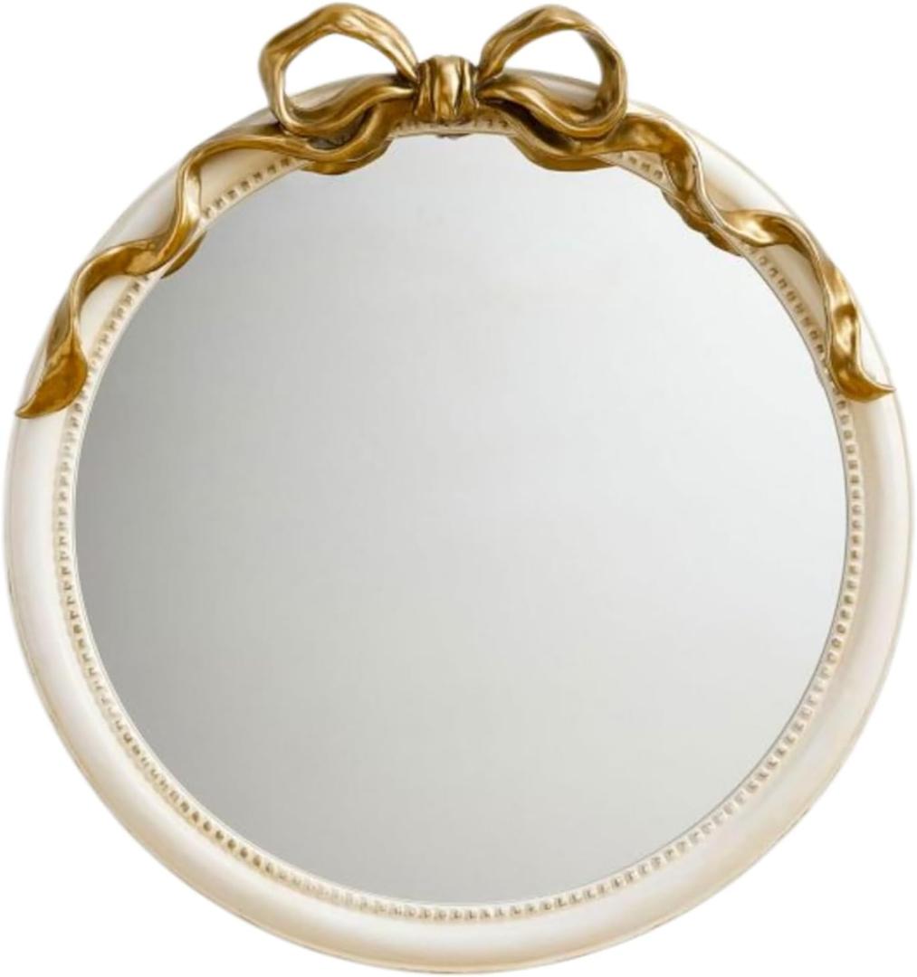 24-Inch Gold Bow Resin Mirror  Perfect Decorative Accent for Nursery and Elegant Baby Room Decor (Gold_1, 24in)