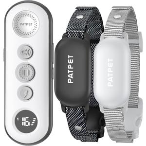 PATPET Shock Collar for Dogs(10-120lbs), 4000ft Rechargeable IPX7 Waterproof Training Collar with Remote for 2 Dogs- Electric Dog Collar for Small Medium Large Dogs 2 Packs (Light grey)