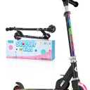 BELEEV V2 Scooters for Kids with Light-Up Wheels & Stem & Deck, 2 Wheel Folding Scooter for Girls Boys, 3 Adjustable Height, Non-Slip Pattern Deck, Lightweight Kick Scooter for Children Ages 3-12