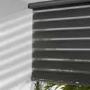 MYshade Cordless Zebra Blinds with Free-Stop Function - Dual Layer Light Filtering & Privacy Sheer Shades for Day and Night - Easy Install Window Shades for Home, Living Room, 30.5" W*72" H,Black