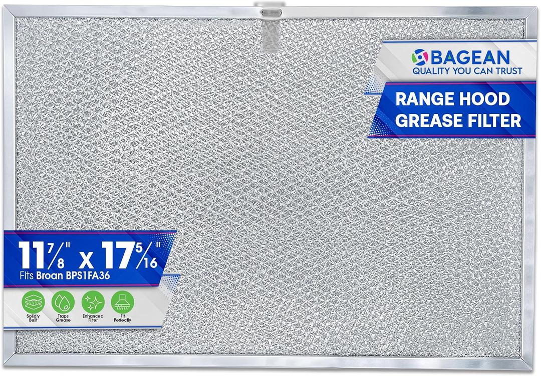 Bagean Stove Hood Vent Filter 11.8" x 17.35" BPS1FA36 Compatible with Broan Range Hood Filter Replacement - Fit's Allure Range Overhead Aluminum Screen - Blocks Grease & Filters Over Oven Air (1-Pack)