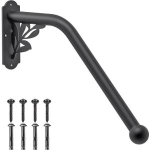 SELEWARE Fully Welded Staircase Handrail Iron Handrail Indoor Outdoor Steps Garage Railing Safety Grab Bar for Elderly Branch Shaped 24'' Length 1.3'' Dia