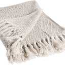 DII Rustic Farmhouse Double Diamond Woven Throw, 50x60, Stone