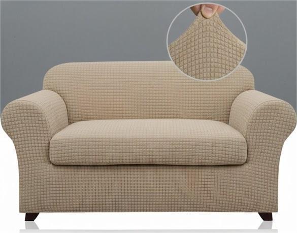 PrinceDeco Velvet Couch Cover Loveseat Covers for 2 Cushion Couch 3 Piece Sofa Covers for Dogs Washable Loveseat Covers Width Up to 72 Inch No Slip Stretch Sofa Slipcover(Medium, Taupe)