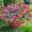 florisso Artificial Flowers for Outdoors Daisy 12 Bundles for Home Decoration, Faux Flower Fake Plants Outside Decoration with Eucalyptus UV Resistant for Planter Porch Patio Yard Garden Purple Pink